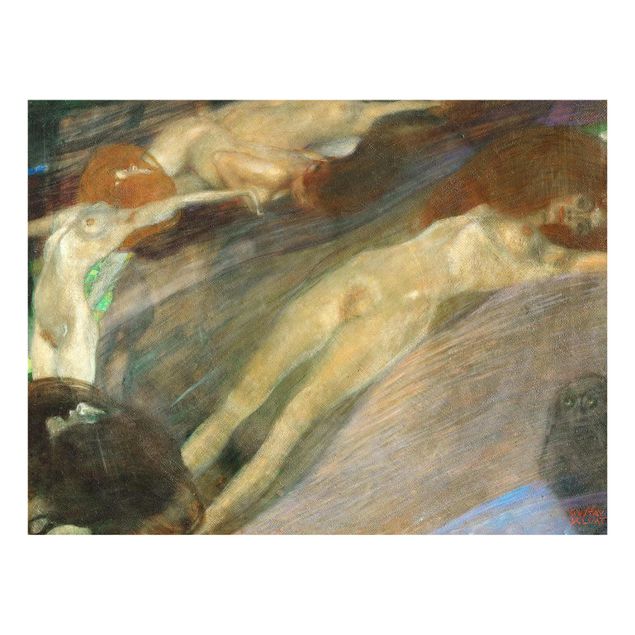 Glasbild - Kunstdruck Gustav Klimt - Bewegtes Wasser - Jugendstil Quer 4:3
