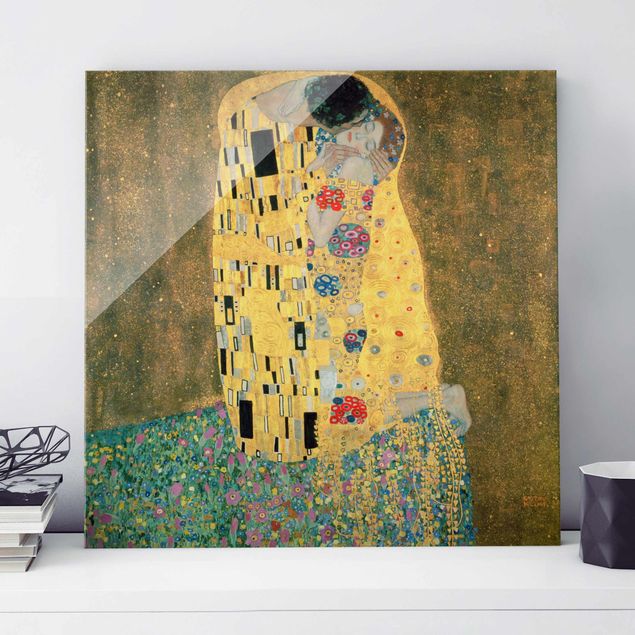 Glas Magnetboard Gustav Klimt - Der Kuß