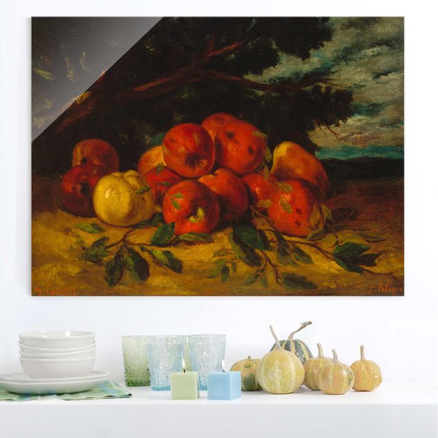 Glas Magnettafel Gustave Courbet - Apfelstillleben