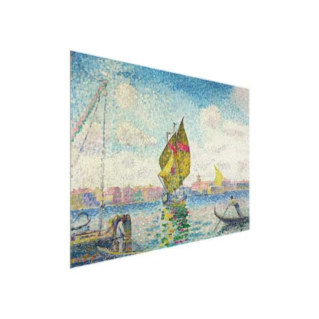 Glasbild - Kunstdruck Henri Edmond Cross - Segelboote auf dem Giudecca oder Venedig, Marine - Pointillismus - Quer 4:3