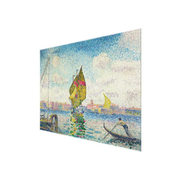 Glasbild - Kunstdruck Henri Edmond Cross - Segelboote auf dem Giudecca oder Venedig, Marine - Pointillismus - Quer 4:3