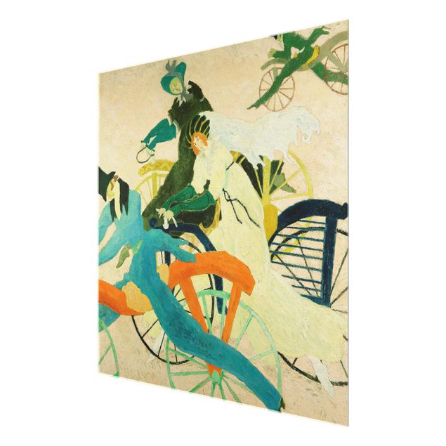 Glasbild - Kunstdruck Lyonel Feininger - Draisinen-Fahrer - Quadrat 1:1