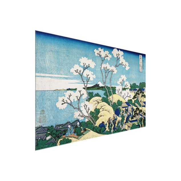 Glasbild - Kunstdruck Katsushika Hokusai - Der Fuji von Gotenyama in Shinagawa von der Handesstraße Tokaido aus - Quer 3:2