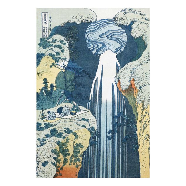 Glasbild - Kunstdruck Katsushika Hokusai - Der Wasserfall von Amida an der Kiso Straße - Hoch 2:3