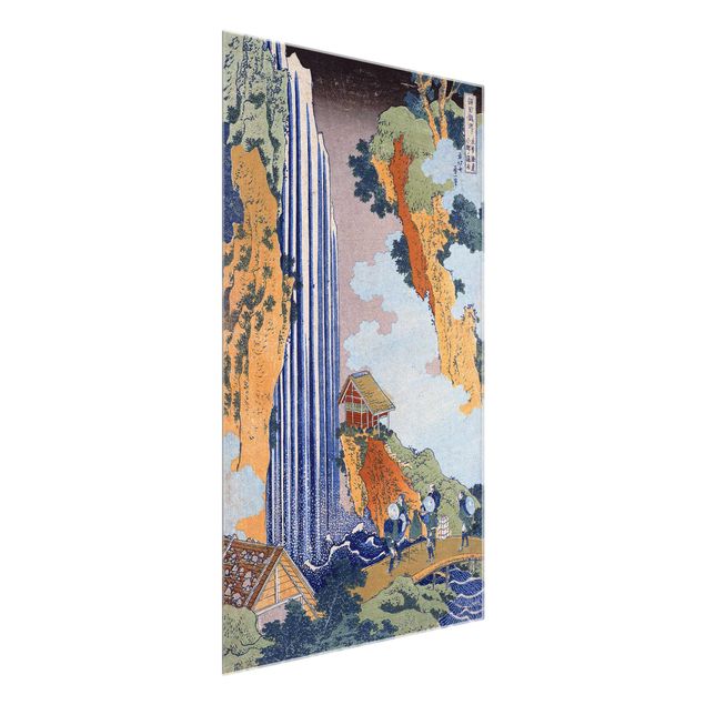 Glasbild - Kunstdruck Katsushika Hokusai - Ono Wasserfall - Hoch 2:3
