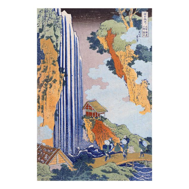 Glasbild - Kunstdruck Katsushika Hokusai - Ono Wasserfall - Hoch 2:3