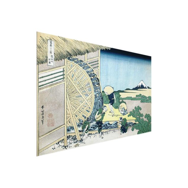 Glasbild - Kunstdruck Katsushika Hokusai - Wasserrad in Onden - Quer 3:2
