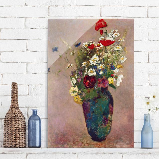 Glas Magnettafel Odilon Redon - Blumenvase mit Mohn