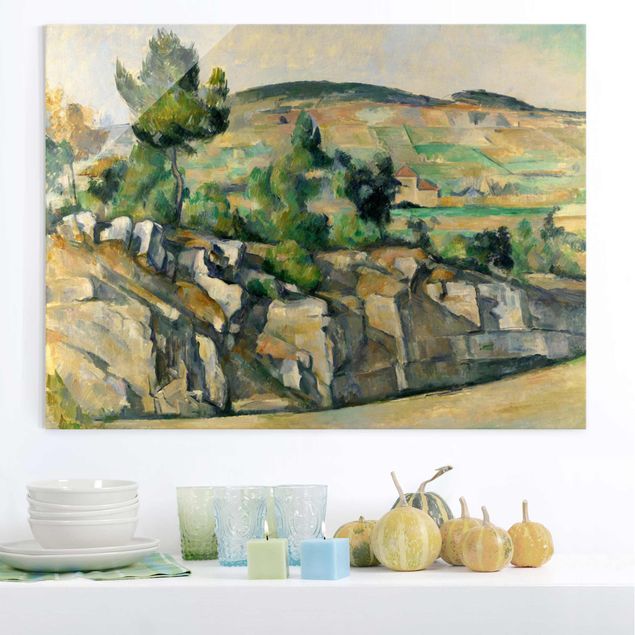 Glas Magnetboard Paul Cézanne - Hügelige Landschaft