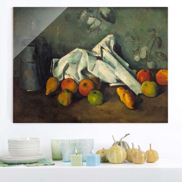 Glas Magnettafel Paul Cézanne - Milchkanne und Äpfel