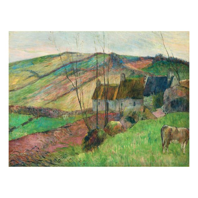 Glasbild - Kunstdruck Paul Gauguin - Bauernhäuser am Fuß des Mont Sainte-Marguerite - Post-Impressionismus Quer 4:3