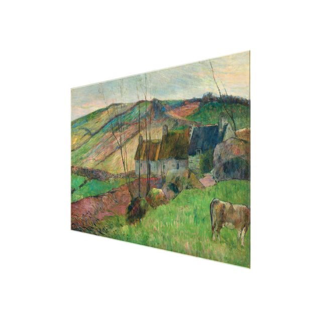 Glasbild - Kunstdruck Paul Gauguin - Bauernhäuser am Fuß des Mont Sainte-Marguerite - Post-Impressionismus Quer 4:3