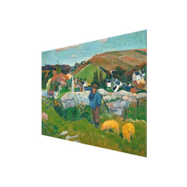 Glasbild - Kunstdruck Paul Gauguin - Der Schweinehirt - Post-Impressionismus Quer 4:3