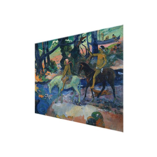Glasbild - Kunstdruck Paul Gauguin - Die Furt (oder: Die Flucht) - Post-Impressionismus Quer 4:3