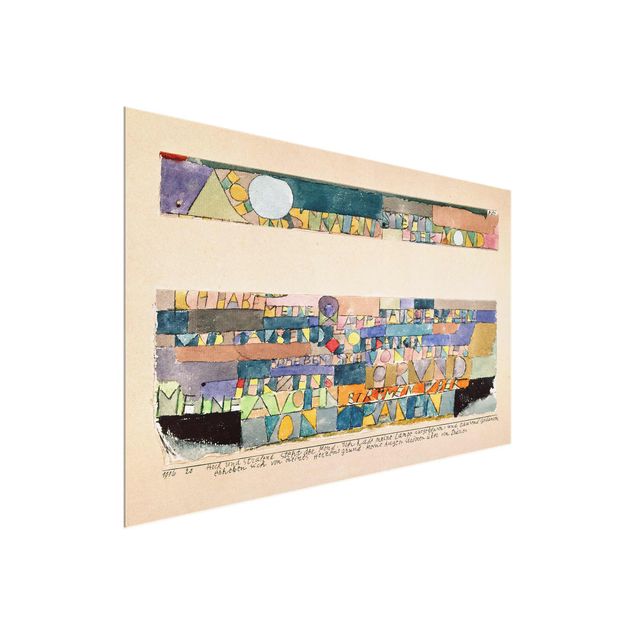 Glasbild - Kunstdruck Paul Klee - Hoch und strahlend steht der Mond... - Expressionismus Quer 3:2