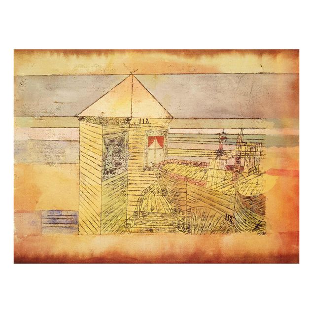 Glasbild - Kunstdruck Paul Klee - Wunderbare Landung, oder '112!' - Expressionismus Quer 4:3