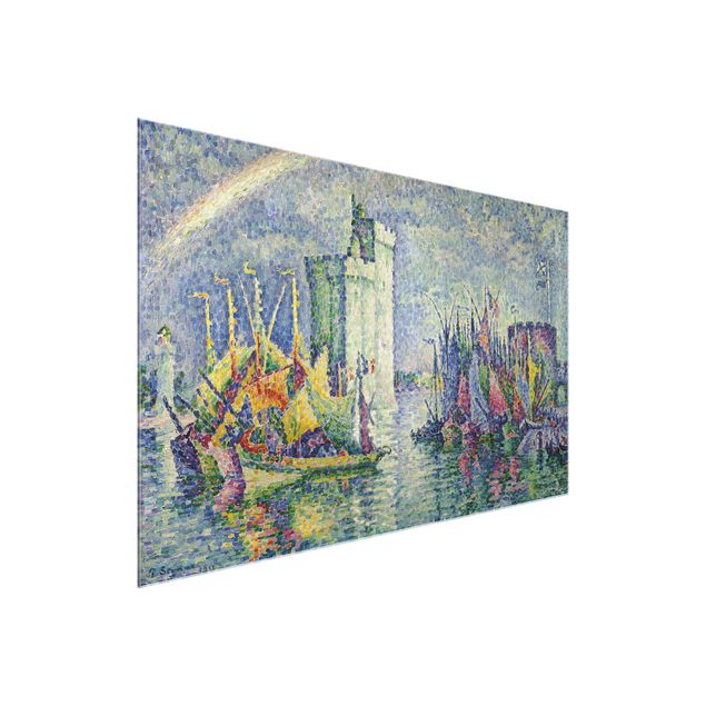 Glasbild - Kunstdruck Paul Signac - Regenbogen über dem Hafen von La Rochelle - Pointillismus - Quer 3:2