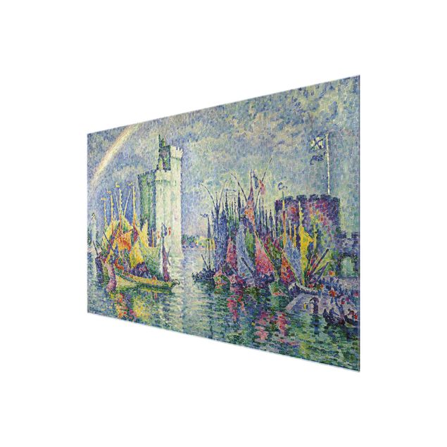 Glasbild - Kunstdruck Paul Signac - Regenbogen über dem Hafen von La Rochelle - Pointillismus - Quer 3:2