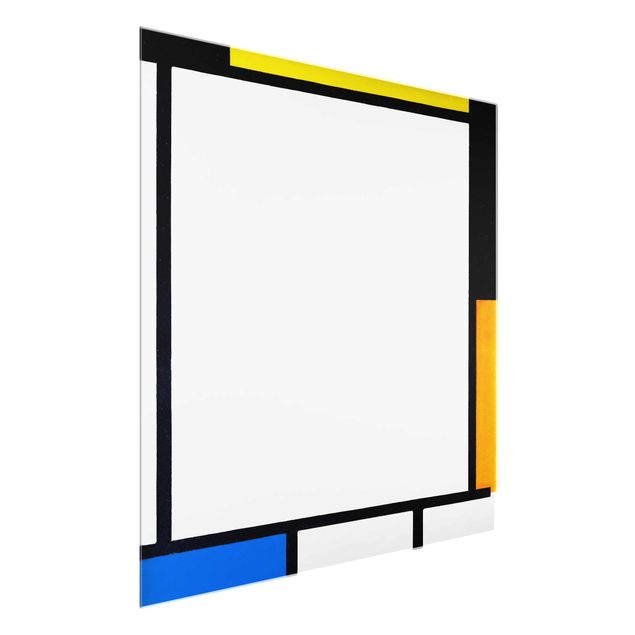Glasbild - Kunstdruck Piet Mondrian - Komposition II - Quadrat 1:1