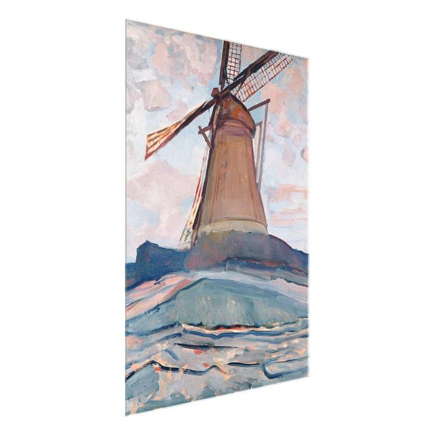 Glasbild - Kunstdruck Piet Mondrian - Windmühle - Hoch 3:4