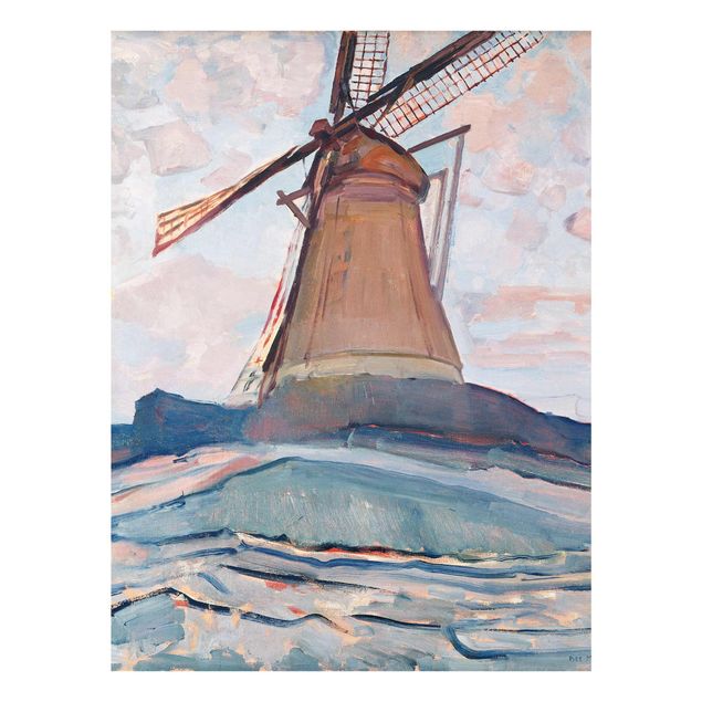 Glasbild - Kunstdruck Piet Mondrian - Windmühle - Hoch 3:4