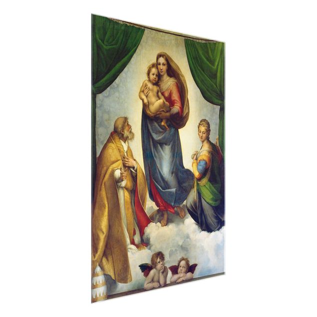 Glasbild - Kunstdruck Raffael - Die Sixtinische Madonna - Hoch 3:4
