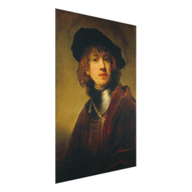 Glasbild - Kunstdruck Rembrandt van Rijn - Selbstbildnis - Hoch 3:4