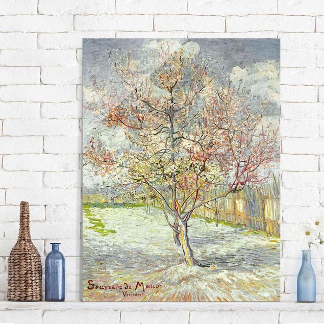 Glas Magnettafel Vincent van Gogh - Blühende Pfirsichbäume
