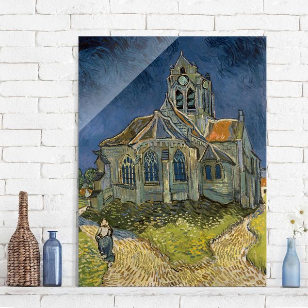 Magnettafel Glas Vincent van Gogh - Kirche Auvers-sur-Oise