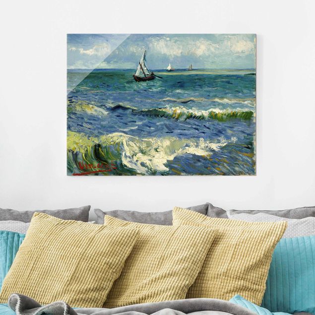 Glasbild - Kunstdruck Vincent van Gogh - Seelandschaft in der Nähe von Les Saintes-Maries-de-la-Mer - Post-Impressionismus Quer 4:3