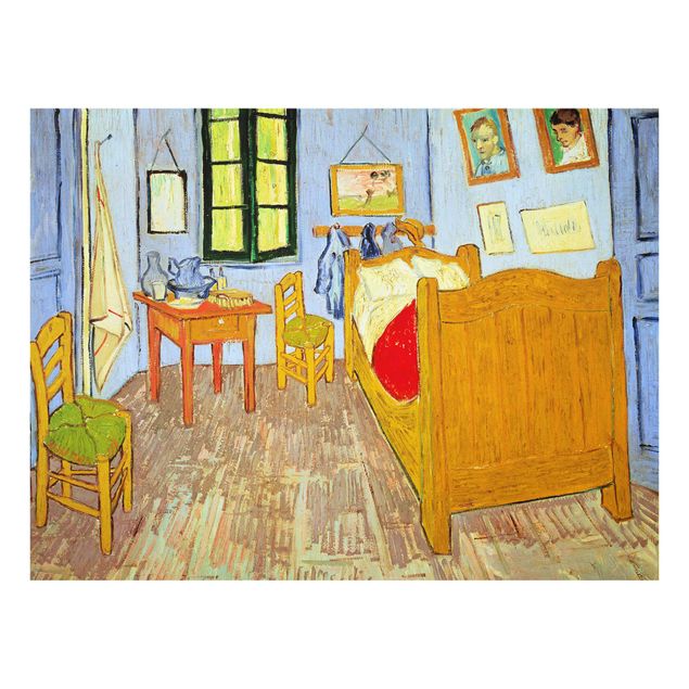 Glasbild - Kunstdruck Vincent van Gogh - Van Goghs Schlafzimmer in Arles - Post-Impressionismus Quer 4:3