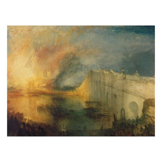 Glasbild - Kunstdruck William Turner - Der Brand des Parlamentsgebäudes - Romantik Quer 4:3