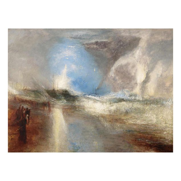 Glasbild - Kunstdruck William Turner - Raketen und Blaue Lichter (zur Hand) warnen Dampfschiffe vor Untiefen - Romantik Quer 4:3