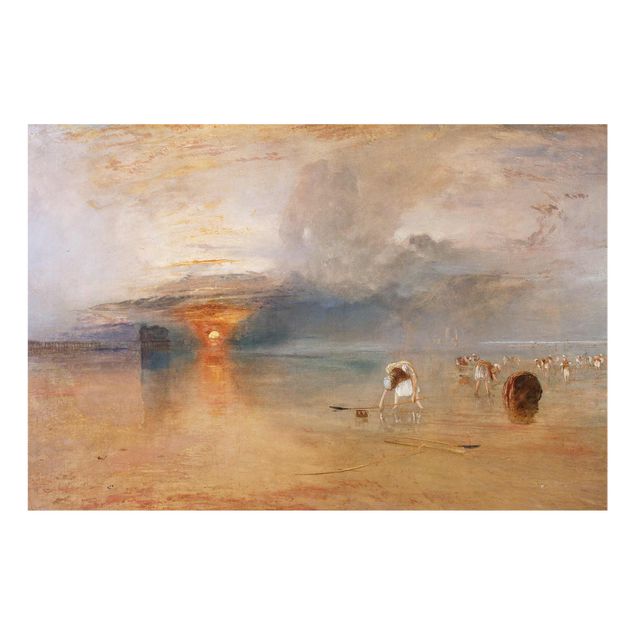 Glasbild - Kunstdruck William Turner - Strand bei Calais, Fischerfrauen sammeln Köder ein - Romantik Quer 3:2