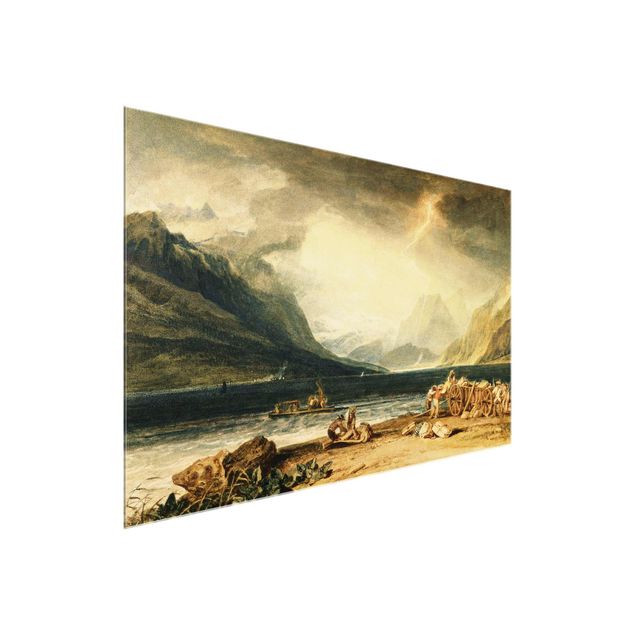 Glasbild - Kunstdruck William Turner - Thunersee, Schweiz - Romantik Quer 3:2