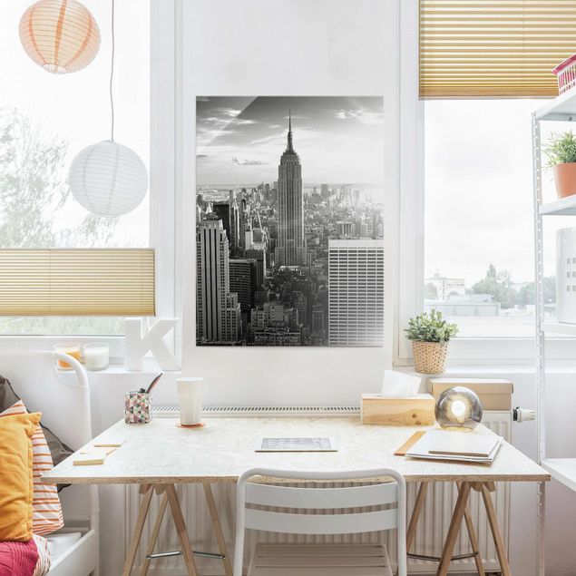 Glasbild New York - Manhattan Skyline - Hoch 3:4