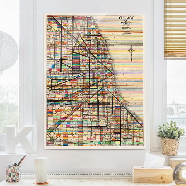 Glas Magnettafel Moderne Karte von Chicago