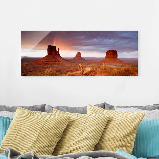 Magnettafel Glas Monument Valley bei Sonnenuntergang