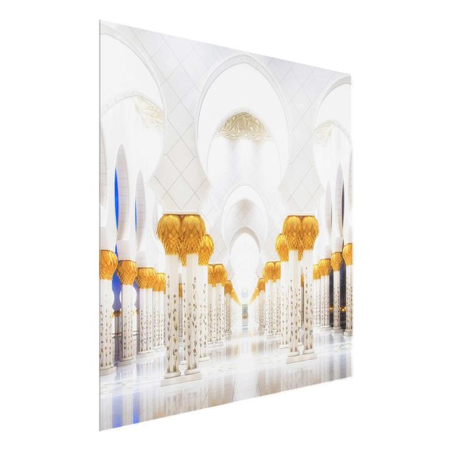 Glasbild - Moschee in Gold - Quadrat 1:1
