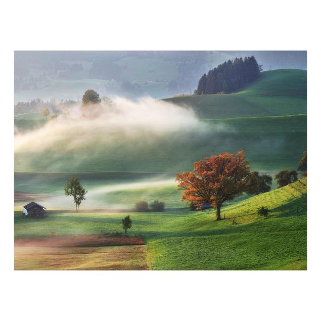 Glasbild - Nebliger Herbsttag Schweiz - Querformat 3:4