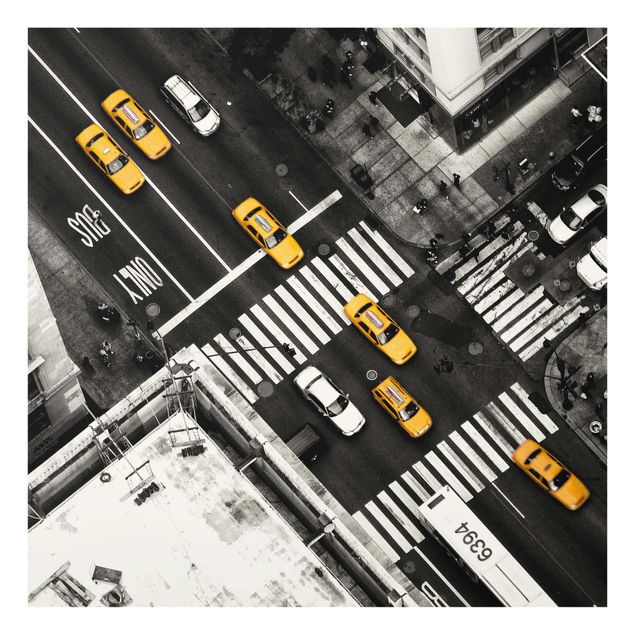 Glasbild - New York City Cabs - Quadrat 1:1