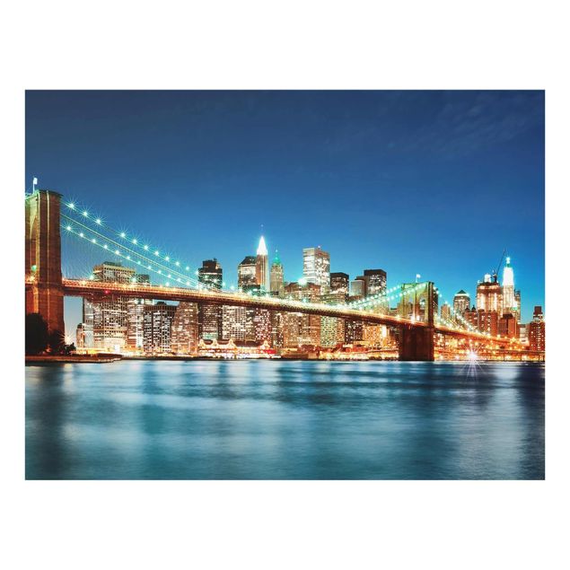 Glasbild - Nighttime Manhattan Bridge - Quer 4:3