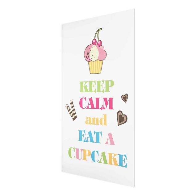Glasbild - No.EV71 Keep Calm And Eat A Cupcake Bunt - Hoch 2:3