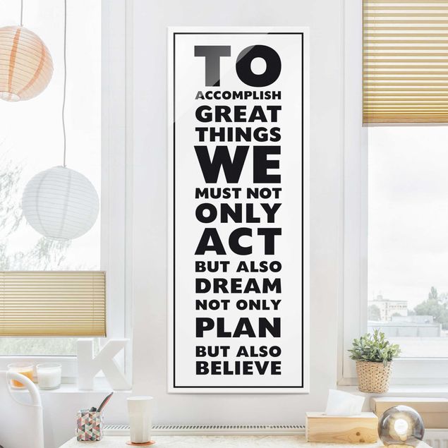 Glasbild - No.RS179 Great Things Weiß - Panorama Hoch