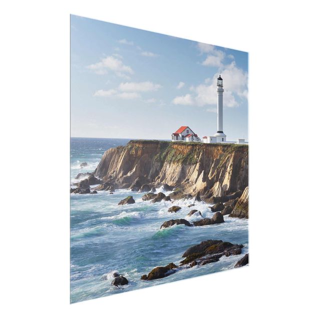Glasbild - Point Arena Lighthouse Kalifornien - Quadrat 1:1