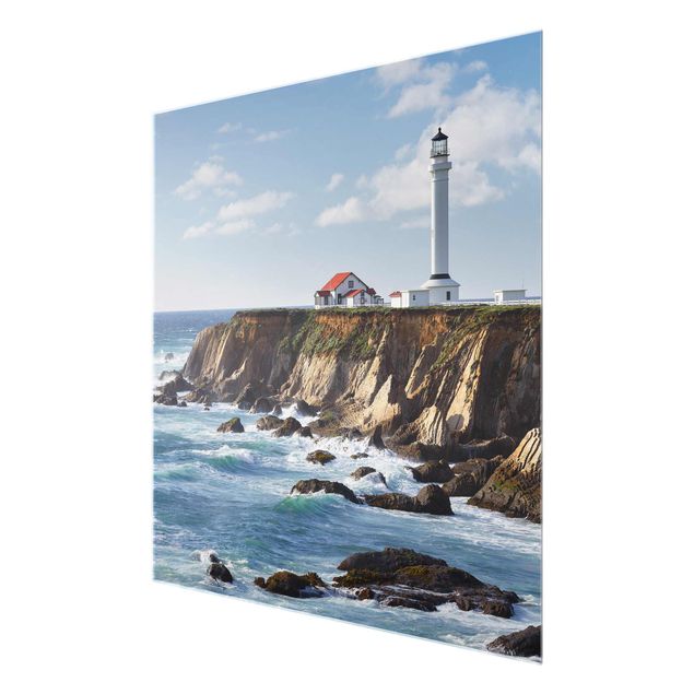 Glasbild - Point Arena Lighthouse Kalifornien - Quadrat 1:1