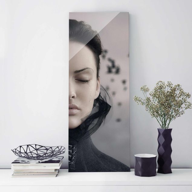 Magnettafel Glas Porträt einer weinenden Frau