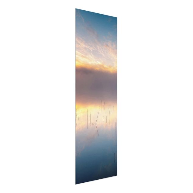 Glasbild - Sonnenaufgang schwedischer See - Panel