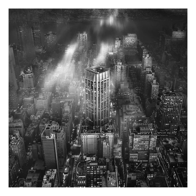 Glasbild - Sonnenlicht über New York City - Quadrat 1:1