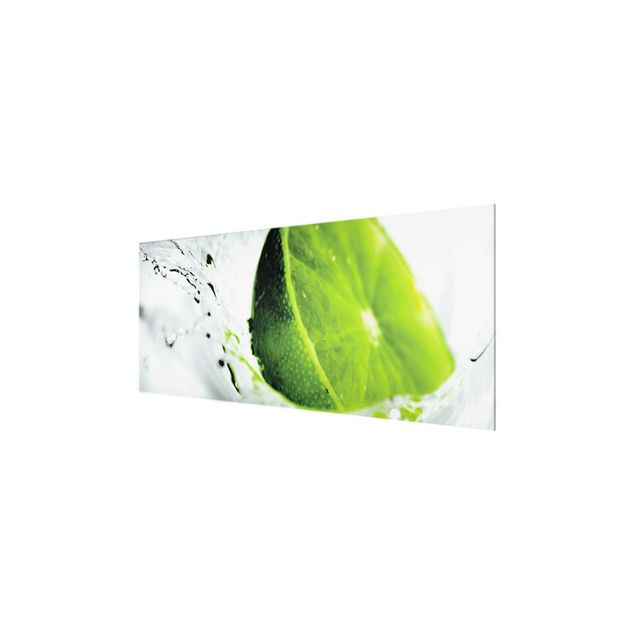 Glasbild - Splash Lime - Panorama Quer